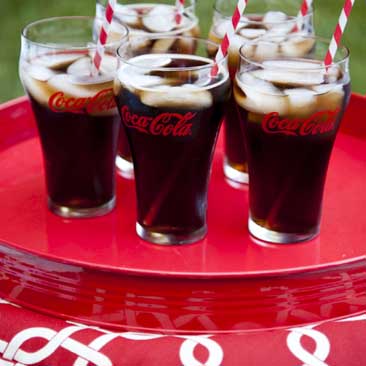 Red detail of Coca-Colas on a tray from a Fourth of July celebration; Boston Event Planner, Boston Event Planning, Boston Event Stylist, Boston Event Styling