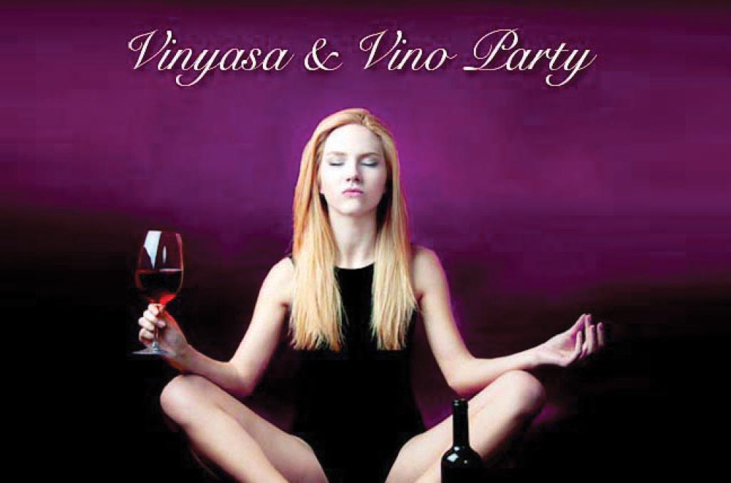 Vinyasa & Vino Yoga Roofdeck Party; the deep purple color scheme is reflected in the invitation and the decor of this energized Yoga party; Boston Event Planner, Boston Event Planning, Boston Event Stylist, Boston Event Styling